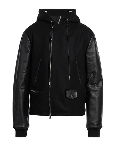 LOW BRAND ブルゾン ブラック バージンウール 75% / ナイロン 20% / カシミヤ 5% / 革（なめし加工）