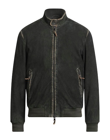 BULLY Bomber Dark green 100% Leather