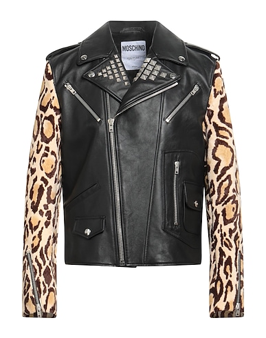 MOSCHINO Biker jacket COUTURE Black 100% Sheepskin, Cotton, Viscose, Polyamide, Elastane