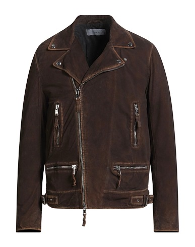BULLY Biker jacket Dark brown 100% Goat skin