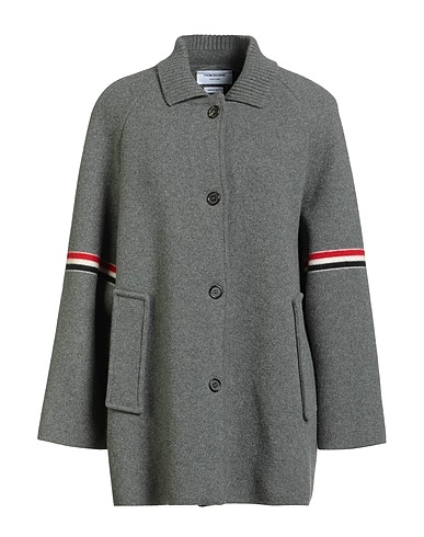 THOM BROWNE Coat Grey 100% Virgin Wool