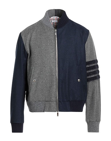 THOM BROWNE Bomber Midnight blue 100% Wool, Cupro