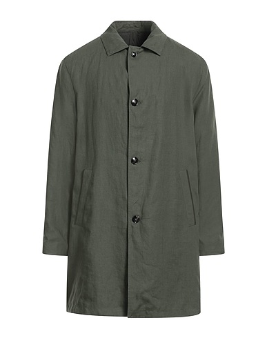 KITON Full-length jacket Military green 100% Linen, Polyester, Lambskin