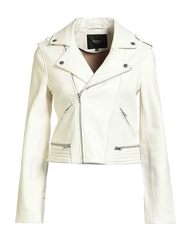 MAJE Biker jacket Ivory 100% Lambskin