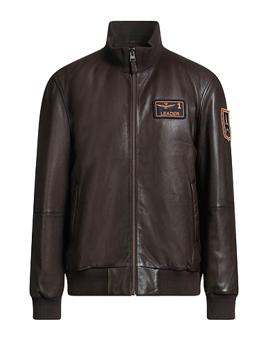 AERONAUTICA MILITARE Jacket Dark brown 100% Ovine leather