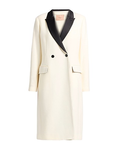 TWINSET Coat Cream 75% Wool, 25% Polyamide, Polyester