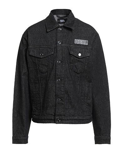 KARL LAGERFELD Denim jacket Black 99% Cotton, 1% Elastane