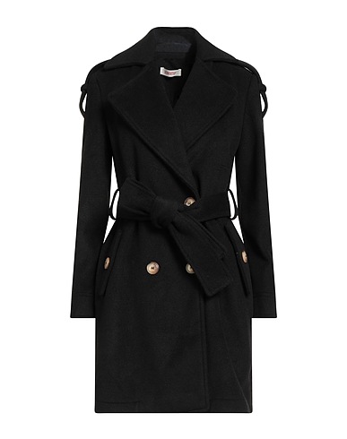 KONTATTO Coat Black 87% Polyester, 13% Viscose