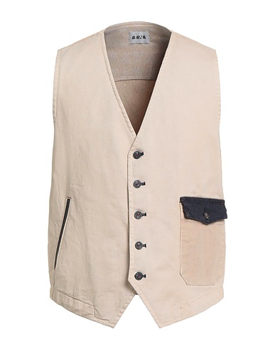 BERNA Waistcoat Beige 97% Cotton, 3% Elastane
