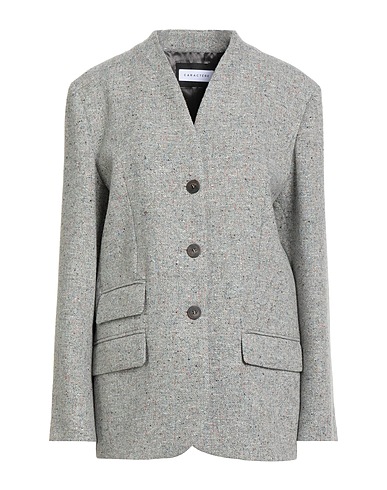 CARACTÈRE Blazer Light grey 30% Wool, 25% Polyacrylic, 25% Polyester, 15% Silk, 5% Other Fibres
