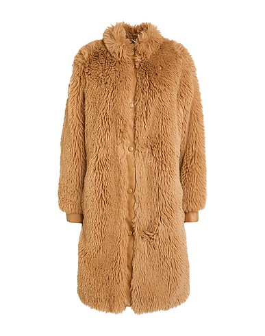 TWINSET Teddy Coat Camel 100% Polyester, Viscose, Cotton, Metal