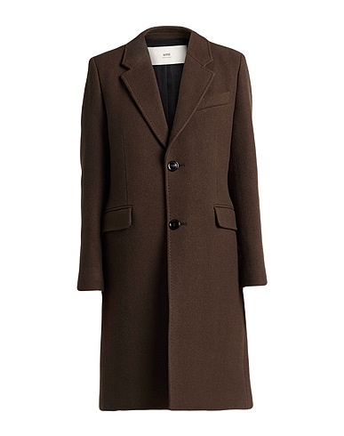 AMI ALEXANDRE MATTIUSSI Coat Brown 100% Virgin Wool