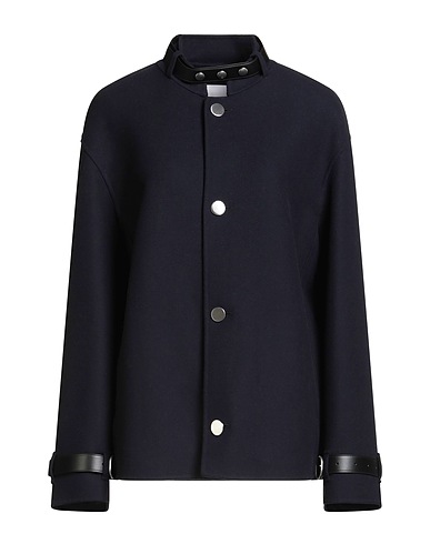 JIL SANDER Coat Midnight blue 100% Wool, Cow leather