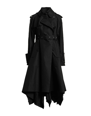 SACAI Double breasted pea coat Black 63% Cotton, 37% Polyester, Wool