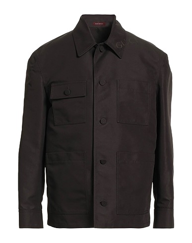 GUCCI Jacket Dark brown 69% Cotton, 31% Polyamide, Lambskin