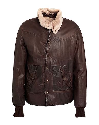 WLG by GIORGIO BRATO Jacket Dark brown 100% Leather