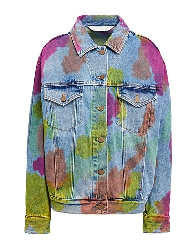 PALM ANGELS Jean μπουφάν 100% Βαμβάκι, Δέρμα