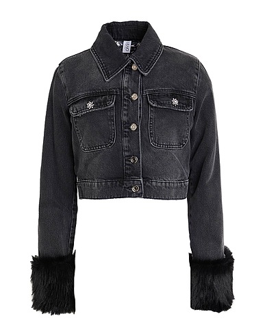 LIU •JO Denim jacket Charcoal 76% Cotton, 22% Polyester, 2% Elastane