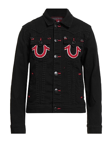 TRUE RELIGION Denim jacket Black 99% Cotton, 1% Elastane