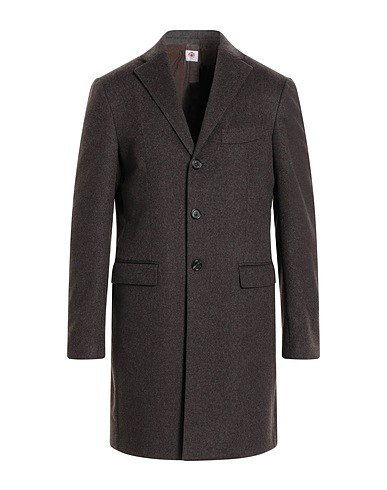 LUIGI BORRELLI NAPOLI Coat Dark brown 100% Virgin Wool