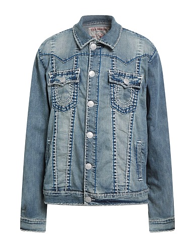 TRUE RELIGION Denim jacket Blue 78% Cotton, 21% Polyester, 1% Elastane