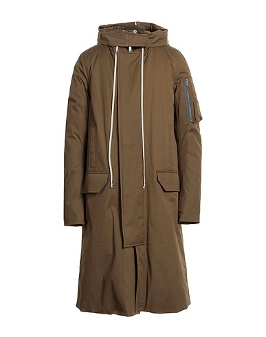 RICK OWENS Coat Military green 97% Cotton, 3% Elastane