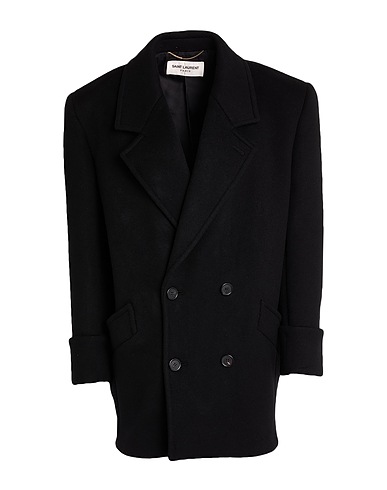 SAINT LAURENT Coat Black 100% Wool, Polyester