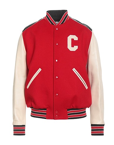 CELINE Jacket Red 90% Wool, 10% Polyamide, Lambskin
