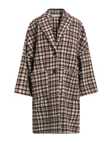 LIVIANA CONTI Coat Dark brown 46% Polyester, 36% Virgin Wool, 18% Acrylic