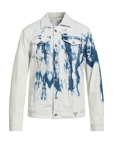 GUESS Denim jacket Off white 98% Cotton, 2% Elastane