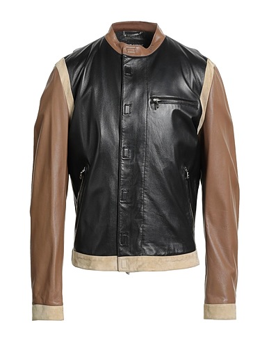 DOLCE&GABBANA Jacke Schwarz 100% Lammleder, Baumwolle, Polyamid, Elastan