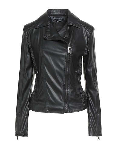 GUESS Biker jacket Black 100% Polyurethane
