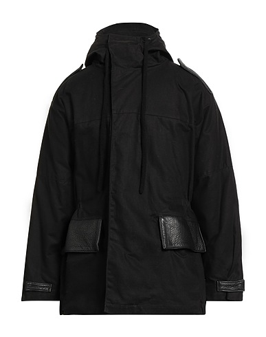 GIORGIO BRATO Coat Black 100% Cotton, Leather