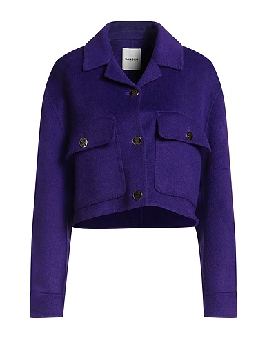 SANDRO Coat Purple 100% Wool
