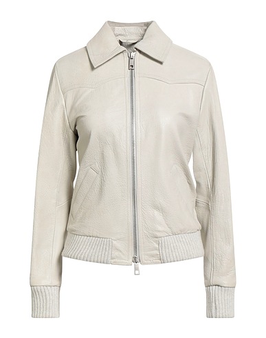 GIORGIO BRATO Jacket Off white 100% Leather, Silk, Elastane