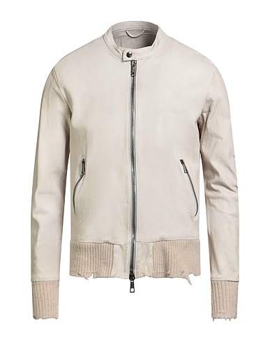 GIORGIO BRATO Biker jacket Light grey 100% Leather