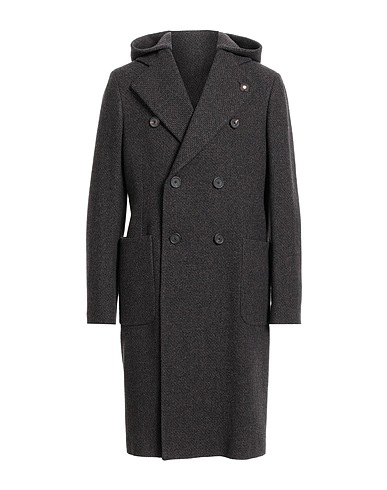 LARDINI Coat Dark brown 100% Wool