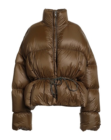 RICK OWENS Shell jacket Military green 100% Polyamide, Cow leather