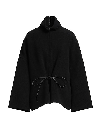 RICK OWENS Coat Black 100% Cashmere, Cow leather