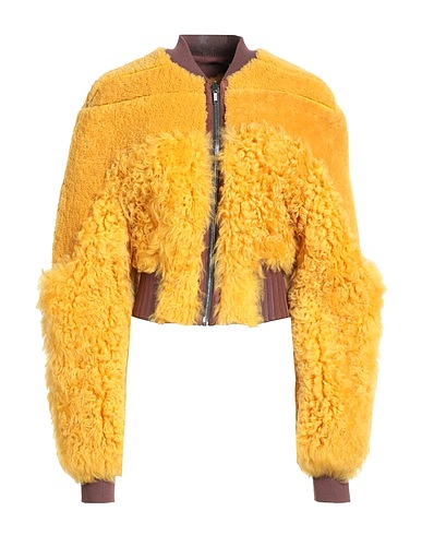 RICK OWENS Teddy Coat Marigold 100% Lamb Shearling, Cow leather