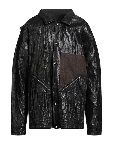 RICK OWENS Denim jacket Black 100% Cotton, Virgin Wool, Rubber