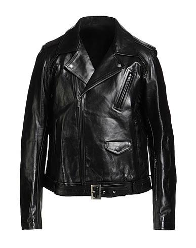 RICK OWENS Biker jacket Black 100% Calf hair