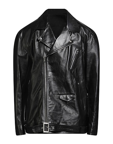 RICK OWENS Bikerjacke Schwarz 100% Kalbshaar