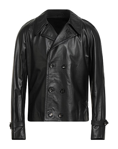 GIORGIO BRATO Double breasted pea coat Black 100% Leather