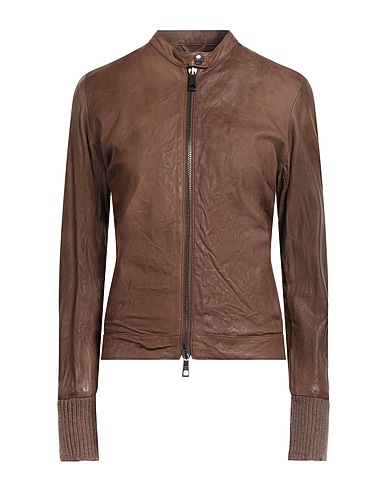 GIORGIO BRATO Biker jacket Khaki 100% Leather