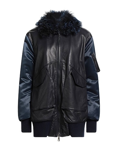GIORGIO BRATO Bomber Black 100% Leather, Cotton, Nylon