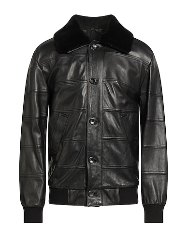 GIORGIO BRATO Jacket Black 100% Leather, Shearling