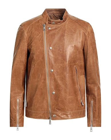 GIORGIO BRATO Biker jacket Camel 100% Leather