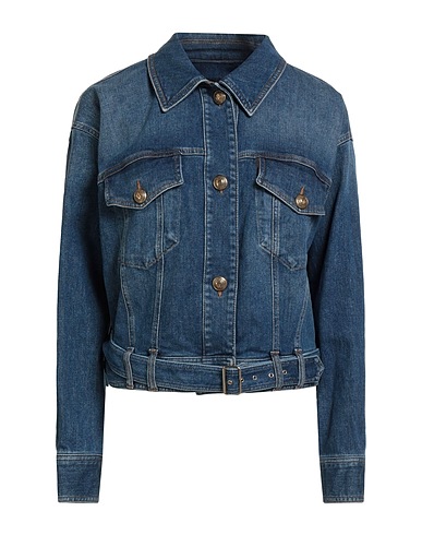 LUISA SPAGNOLI Denim jacket Blue 98% Cotton, 2% Elastane
