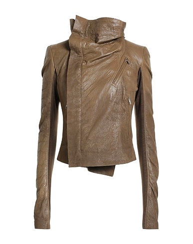 RICK OWENS Biker jacket Military green 100% Lambskin